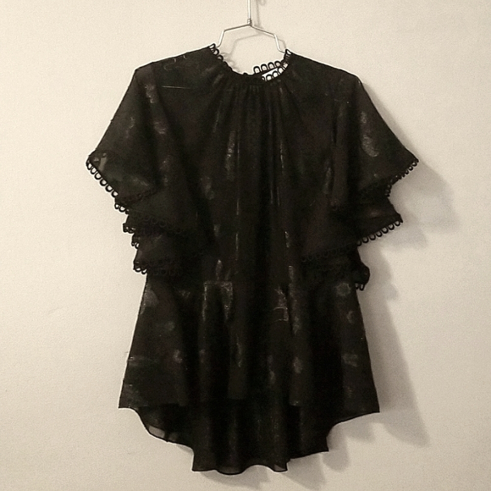 Sachin and Babi medium top, flutter sleeves, can be worn day/night, New, no tags